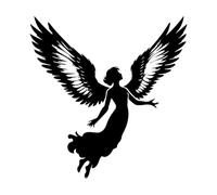 an Angel in mid air Vinyl Art Sticker 42x43.5cm Equipped with Transfer Film kit Black