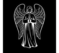 an Angel with Wings is Standing in Prayer Vinyl Art Sticker 50.4x71.8cm Tattoo Culture White
