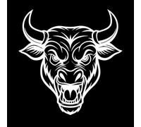 an Angry Bull Head with Horns and Teeth Vinyl Art Sticker 42x42.8cm Window Decals White