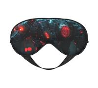 an Angry Mechanical Dog Print Sleep Mask with Adjustable Strap, Comfortable Eye Cover for Travel, Yoga, Napping, Sleeping & Relaxation