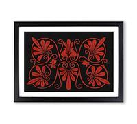 An Antique Illustration in Red & Black by Owen Jones Framed Print | A2 Black Framed Wall Art | Ready to Hang | Modern Nature Picture | Living Room Bedroom Lounge Office