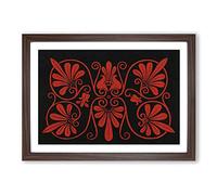 An Antique Illustration in Red & Black by Owen Jones Framed Print | A2 Walnut Framed Wall Art | Ready to Hang | Modern Nature Picture | Living Room Bedroom Lounge Office