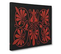 An Antique Illustration in Red & Black by Owen Jones Vintage Canvas Wall Art Print Ready to Hang, Framed Picture for Living Room Bedroom Home Office Décor, 20x20 Inch (50x50 cm)