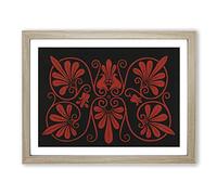 An Antique Illustration In Red & Black By Owen Jones Vintage Framed Print | A3 Oak Framed Wall Art | Ready to Hang | Classic Nature Picture | Living Room Bedroom Lounge Office