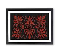 An Antique Illustration In Red & Black By Owen Jones Vintage Framed Print | A4 Black Framed Wall Art | Ready to Hang | Classic Nature Picture | Living Room Bedroom Lounge Office