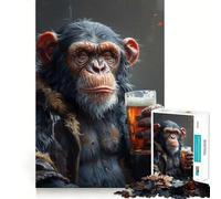 An Ape Drinking A Beer 1000 Piece Jigsaws for Adults Brain Training Fun Clean Cut Sturdy Components Calming Mental Break Activity (38x52cm)