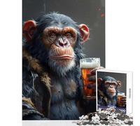 An Ape Drinking A Beer 1000 Piece Jigsaws for Teenagers Boost Memory Retention Effectively Calming Relaxing Leisure Game (38x52cm)
