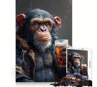 An Ape Drinking A Beer Jigsaw Puzzle 1000 Piece for Teenagers Clear Thinking Relaxing Pastime Firm Interlock Perfect Present (50x75cm)