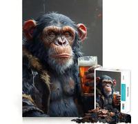 An Ape Drinking A Beer Jigsaw Puzzle 1000 Piece Mental Exercise Fun Seamless Fit Precise Pieces Engaging Way to Pass Free Hours (50x75cm)