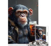 An Ape Drinking A Beer Jigsaw Puzzles for Adults 1000 Pieces Improve Detailed Observation Skills Mindful Relaxing Leisure Game (38x26cm)