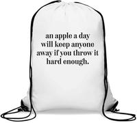An Apple A Day Will Keep Anyone Away Gym Sack Casual Drawstring Bag White