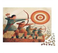 An Archery Team, Blindfolded, Shoots at A Giant Target Rätsel Für Erwachsene || Familienspaß-Puzzles 1000pcs (75x50cm) Erwachsene