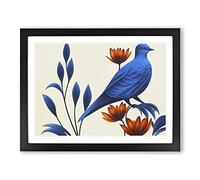 An Art Deco Dove Bird Framed Wall Art Print A2 Black