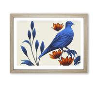 An Art Deco Dove Bird Framed Wall Art Print A2 Oak