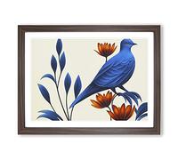 An Art Deco Dove Bird Framed Wall Art Print A2 Walnut