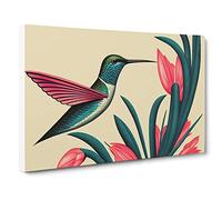 An Art Deco Hummingbird Canvas Wall Art Print 30x20 Inch