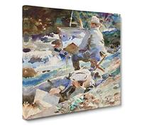 An Artist At His Easel by John Singer Sargent Canvas Print | Gallery Wrapped 30mm Frame Wall Art | 14x14 inches | Ready to Hang | Classic Picture | Living Room Bedroom Lounge Office