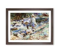 An Artist At His Easel By John Singer Sargent Classic Painting Framed Print | A4 Walnut Framed Wall Art | Ready to Hang | Classic Historical Picture | Living Room Bedroom Lounge Office