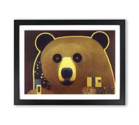 An Astonishing Bear Abstract Framed Wall Art Print A2 Black