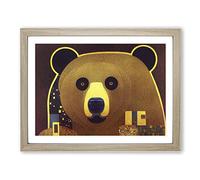 An Astonishing Bear Abstract Framed Wall Art Print A2 Oak