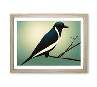 An Astonishing Magpie Bird Framed Wall Art Print A2 Oak
