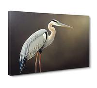 An Astounding Heron Bird Canvas Wall Art Print Ready to Hang, Framed Picture for Living Room Bedroom Home Office Décor, 30x20 Inch (76x50 cm)