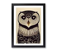 An Astounding Owl Framed Wall Art Print A2 Black