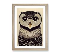 An Astounding Owl Framed Wall Art Print A2 Oak