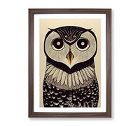 An Astounding Owl Framed Wall Art Print A2 Walnut