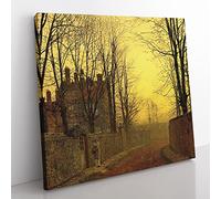 An Autumn Lane by John Atkinson Grimshaw Classic Painting Canvas Wall Art Print Ready to Hang, Framed Picture for Living Room Bedroom Home Office Décor, 50x50 cm (20x20 Inch)