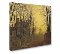 An Autumn Lane by John Atkinson Grimshaw Classic Painting Canvas Wall Art Print Ready to Hang, Framed Picture for Living Room Bedroom Home Office Décor, 20x20 Inch (50x50 cm)