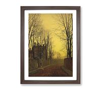 An Autumn Lane By John Atkinson Grimshaw Classic Painting Framed Wall Art Print, Ready to Hang Picture for Living Room Bedroom Home Office Décor, Walnut A3 (34 x 46 cm)