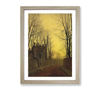 An Autumn Lane By John Atkinson Grimshaw Classic Painting Framed Wall Art Print, Ready to Hang Picture for Living Room Bedroom Home Office Décor, Oak A2 (64 x 46 cm)