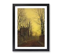 An Autumn Lane By John Atkinson Grimshaw Classic Painting Framed Wall Art Print, Ready to Hang Picture for Living Room Bedroom Home Office Décor, Black A3 (34 x 46 cm)