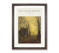 An Autumn Lane By John Atkinson Grimshaw Exhibition Museum Painting Framed Wall Art Print, Ready to Hang Picture for Living Room Bedroom Home Office Décor, Walnut A4 (34 x 25 cm)