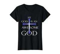 an Awesome God Phrase Value Graphic T-Shirt, Women, Black, XS