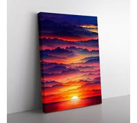 An Awesome Ocean Sunset Purple, Red, Red Canvas Wall Art Print Ready to Hang, Framed Picture for Living Room Bedroom Home Office Décor, 76x50 cm (30x20 Inch)