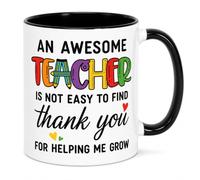 An Awesome Teacher Is Not Easy To Find Mug Teacher Thank You Gift from Student Teacher Appreciation Mug End of Term Gift for Teacher with Heartfelt Quote 11oz White Ceramic Tea Coffee Cup (Black)