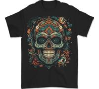 an Aztec Skull Mexico Mens T-Shirt 100% Cotton Black M