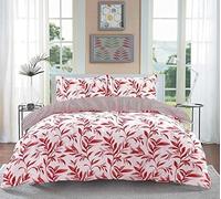 AN Direct Floral Duvet Cover Sets-Classical Red Double Duvet Set,Reversible Polycotton Double Bedding Set with Matching Pillow Covers (Red, Super King)
