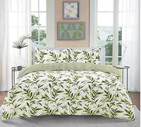 AN Direct Floral Duvet Cover Sets-Classical Red Double Duvet Set,Reversible Polycotton Double Bedding Set with Matching Pillow Covers (Green, Single)