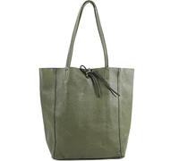 AN Direct Ladies Handbags Soft Italian Real Leather Shopper Tote Bags Women Girls College Shoulder Handbags for Women (Dark Green), L