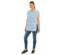 AN Direct Womens Home Work Kitchen Catering Cleaning Bar Floral Print Large Front Pocket Side Fastening Apron Tabard (Aqua, 3XL)
