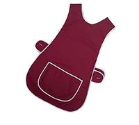 AN Direct Womens Home Work Kitchen Catering Cleaning Bar Plus Size Plain Coloured Large Pocket Side Fastening Apron Tabard (Burgundy, L)