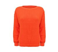 AN Direct Womens Oversized Ladies Fishnet Knitted Baggy Chunky Jumper Ladies Loose Sweater Top (Neon Orange, 12-14)