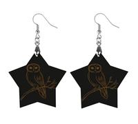 An Drawing Owl Women's Earrings Wooden Pendant Dangle Jewelry Stylish Accessories for Party