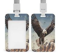 an Eagle Flies Over ID Badge Holder Vertical Hanging ID Card Holder Clear Plastic Name Tag Holders Badge Sleeve Name Badge Holders Waterproof Name Card Holder for Nurse Officer