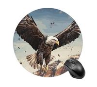 an Eagle Flies Over Mouse Pad Portable Round Gaming Mouse Pad Cute Small Computer Mouse Mat Decoration Non-Slip Gaming Mousepad for Home Office Work 7.8 X 7.8 Inch