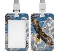 an Eagle ID Badge Holder Vertical Hanging ID Card Holder Clear Plastic Name Tag Holders Badge Sleeve Name Badge Holders Waterproof Name Card Holder for Nurse Officer