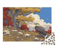 An Eagle Perched on The Ground, Skull, Autumn Forest,Puzzles Gemusterte Nachhaltige Puzzles Für Erwachsene Hochwertige Holzspielpuzzles 1000pcs (75x50cm)